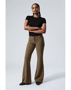 Узкие костюмные брюки с расклешенной талией и заниженной талией, хаки Weekday