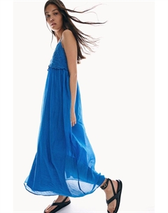 Платье на бретелях с вышивкой, синий H&m