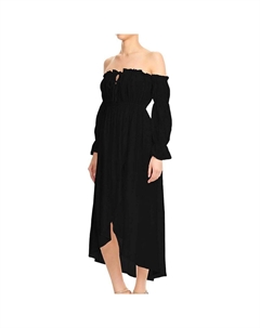 Женское повседневное платье эпохи Возрождения в стиле бохо с длинными рукавами и открытыми плечами, черный Anna-kaci