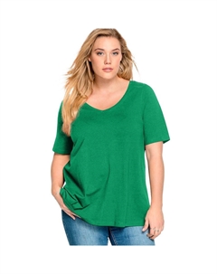 Женская туника трапециевидного силуэта с v-образным вырезом больших размеров, цвет Kelly Green Ellos