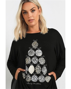 Футболка с длинным рукавом Baubles novelty, черный Yours curve