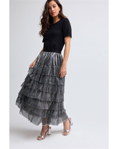 Юбка миди из сетчатого тюля, серебряный Next