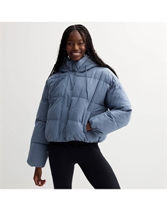 Женский пуховик оверсайз с капюшоном, синий Sebby