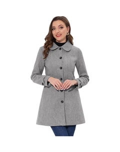 Женское однобортное зимнее пальто с воротником Питера Пэна, цвет Solid Grey Allegra k