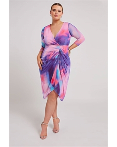 Платье с запахом и присборенной юбкой, фиолетовый Yours curve