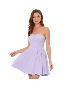 Женское платье для выпускного вечера без бретелек с открытой молнией, мини-платье с расклешенным верхом, цвет Light Purple Allegra k
