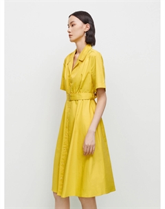 Платье-рубашка из чистого хлопка с короткими рукавами, желтый Mai meng