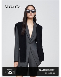 Пиджак с широкими плечами, черный Moco