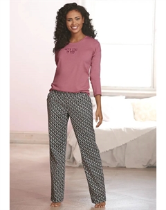 Пижама (2 шт.) с надписью и брюками с рисунком, цвет Rosenholz Vivance dreams