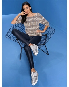 Свитер с круглым вырезом "Пуловер", цвет Taubenblau-Sesam-Gemustert Heine