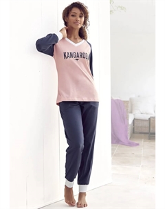 Пижама (2 шт.), с контрастными рукавами реглан, синий Kangaroos