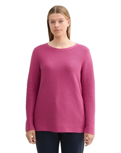 PLUS вязаный свитер с ребристой структурой, розовый Tom tailor