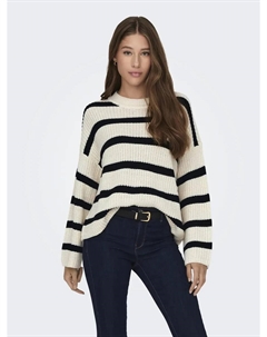 Вязаный свитер "JUSTY L/S STRIPE PULLOVER KNT NOOS", цвет Eggnog Stripes:Black Jdy