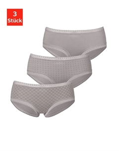 Трусики (3 шт.) из эластичного хлопка с мягким кружевом, коричневый Lascana