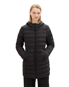 Джинсовое стеганое пальто с капюшоном Denim, черный Tom tailor