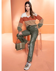 Свитер с V-образным вырезом "Пуловер", цвет Khaki-Terra-Meliert Heine