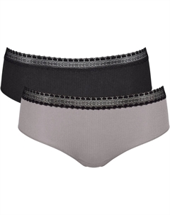 Трусы "GO Ribbed R Hipster C2P" (2 шт. в упаковке), ребристая структура, цвет Black Combination Sloggi