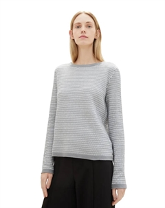 Свитер с круглым вырезом и структурированным узором, цвет Grey Offwhite Structure Tom tailor
