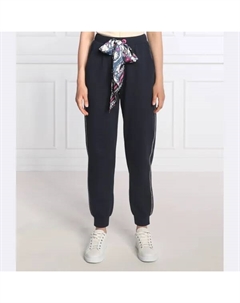 Спортивные брюки прямого кроя с ребристыми краями, синий Max&co