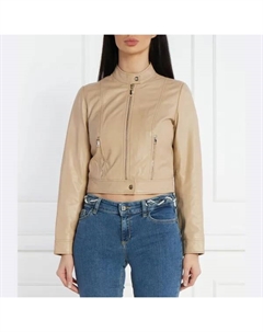 Укороченная кожаная куртка, бежевый Liu jo