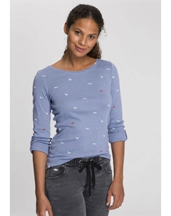 Рубашка с длинными рукавами и милым принтом в горошек, птиц и якорей по всей поверхности, синий Kangaroos