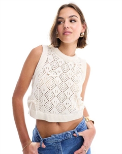 Кремовая трикотажная майка с узором «пуанты» и бантиком DESIGN Asos