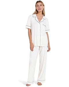 Пижама Gisele Pant PJ Set, цвет Pure Ivory/Navy Eberjey