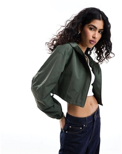 Укороченная куртка-дождевик цвета хаки с капюшоном DESIGN Asos