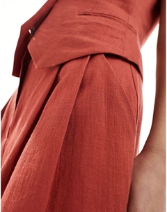 Ржавые льняные шорты с завышенной талией и швами DESIGN Asos