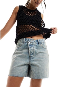 Синие джинсовые шорты с перекрестной талией DESIGN Asos