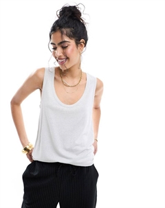 Каменная майка с льняным эффектом и круглым вырезом DESIGN Asos