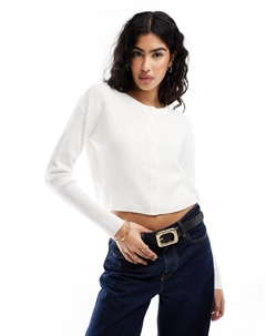 Кремовый узкий кардиган с круглым вырезом DESIGN Asos