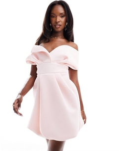 Светло-розовое платье мини с открытыми плечами DESIGN Asos