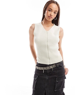 Зеленый вязаный жилет на молнии Siri Weekday