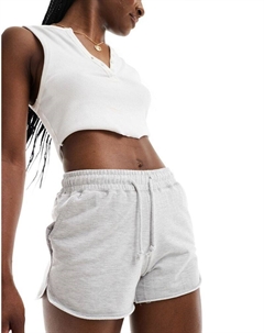 Серые меланжовые шорты-бегунки с кулиской Pull & bear