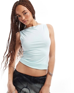 Голубая майка с вырезом-лодочкой Annie эксклюзивно для ASOS Weekday