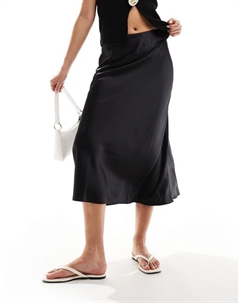 Черная атласная юбка миди Y.a.s