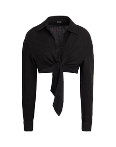 Блузка Linen Front Wrap, черный 8 by yoox