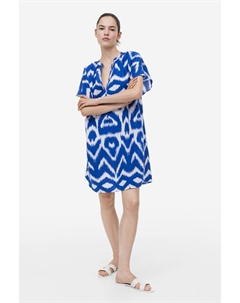 Хлопковое платье-туника, ярко-синий/зигзагообразный узор H&m