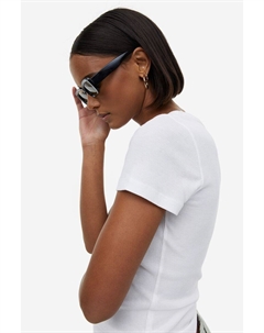 Рубашка из смесового модала в рубчик, белый H&m