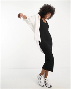 Сарафан Design Ribbed Scoop Neck Vest Midi, черный Asos