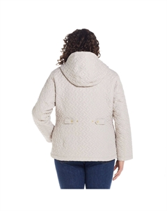 Плюс размер Стеганая куртка с капюшоном, черный Weathercast