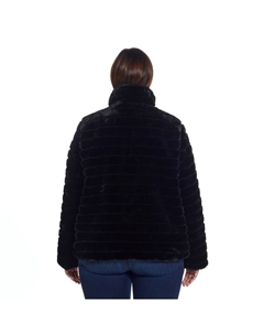 Куртка из искусственного меха больших размеров с рифленой отделкой , черный Weathercast