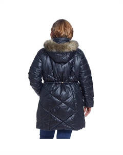 Стеганое пальто-пуховик с капюшоном из искусственного меха больших размеров Weathercast