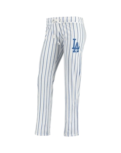 Женские спортивные белые брюки для сна Los Angeles Dodgers Vigor в тонкую полоску Concepts Unbranded