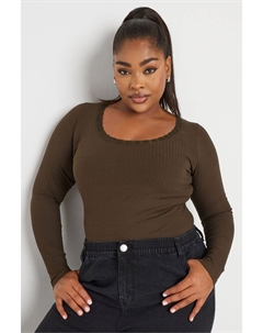 Боди из ребристого кружева, коричневый Yours curve