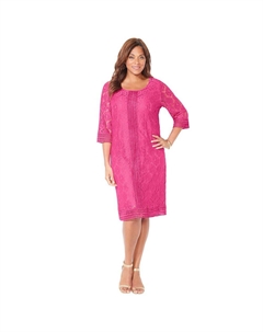 Женское платье прямого кроя с отделкой крючком больших размеров, цвет Raspberry Sorbet Catherine's