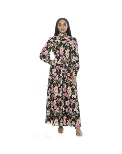 Женское платье макси с блузкой и рукавами Isaliah Mockneck, цвет Black Multi Alexia admor