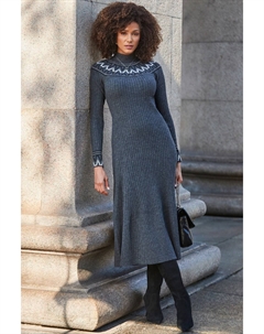 Платье мидакси с расклешенным кроем в стиле «фэр айл», серый Sosandar