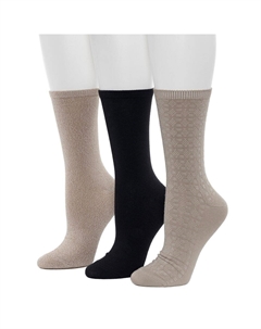 Женские носки средней плотности с текстурой Crew, 3 комплекта с плюшевым наполнителем, цвет Oatmeal Cuddl duds